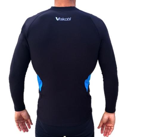 NEW V COLD PERFORMANCE BASE LAYER TOP - BLACK / CYAN - Elite Paddle Gear 