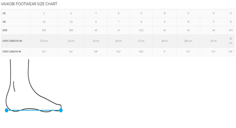 Vaikobi Footware Size Guide