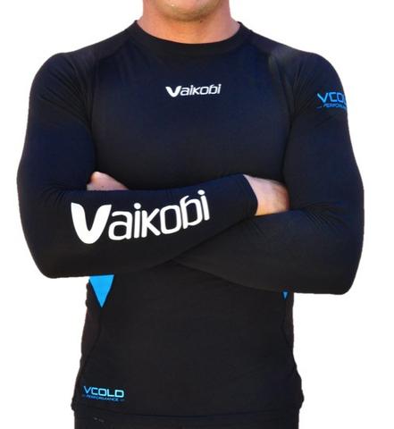 NEW V COLD PERFORMANCE BASE LAYER TOP - BLACK / CYAN - Elite Paddle Gear 