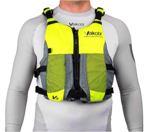 Vaikobi  V3 OCEAN RACING PFD- FLURO YELLOW - GREY - Elite Paddle Gear 